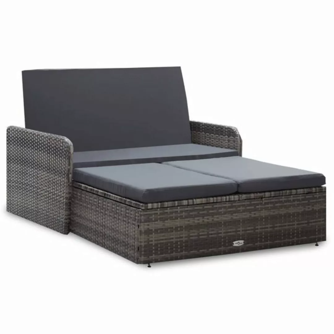 furnicato Loungesofa 2-tlg. Garten-Lounge-Set mit Auflagen Poly Rattan Grau günstig online kaufen