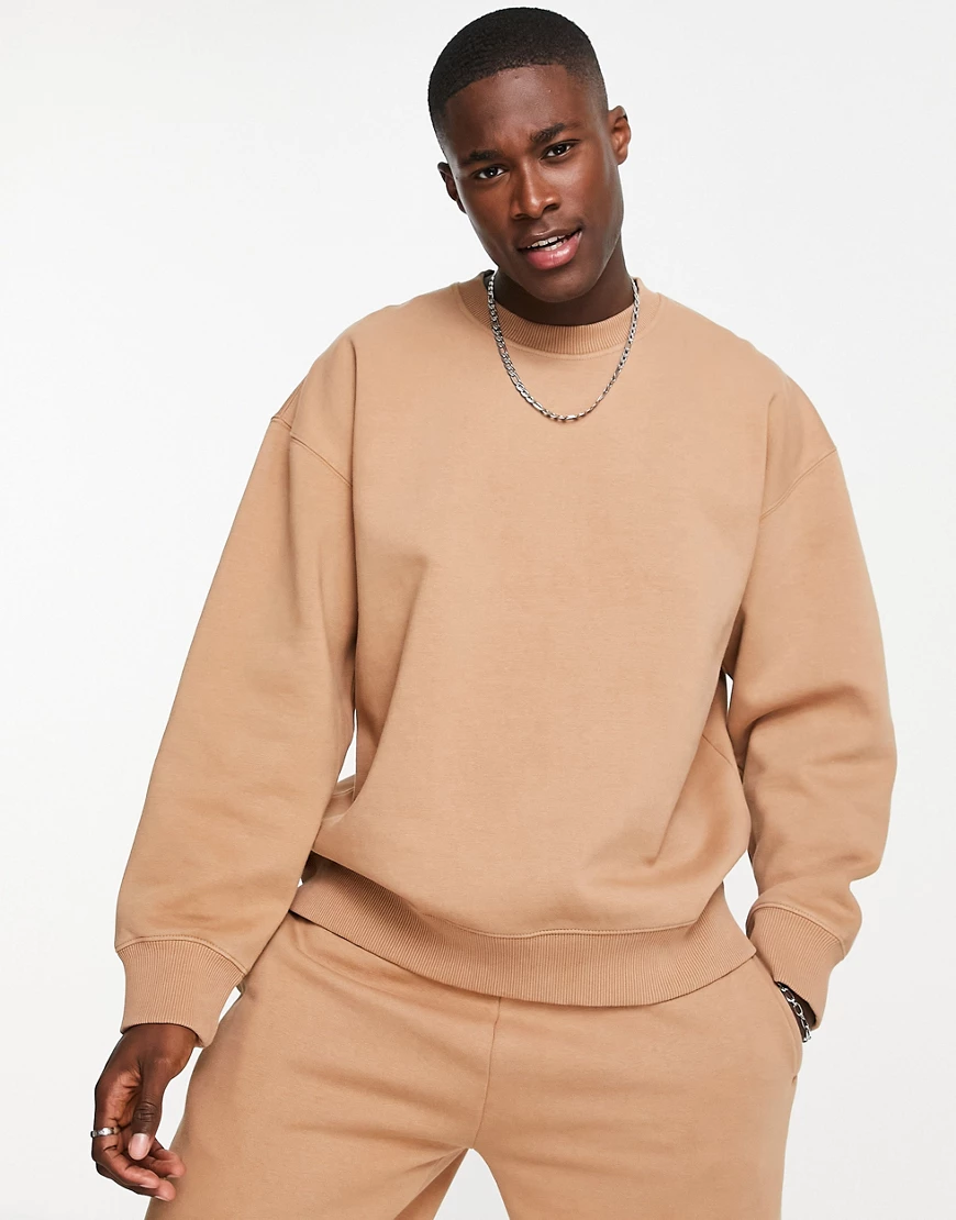 Topman – Oversize-Sweatshirt in der Farbe Stein, Kombiteil-Braun günstig online kaufen