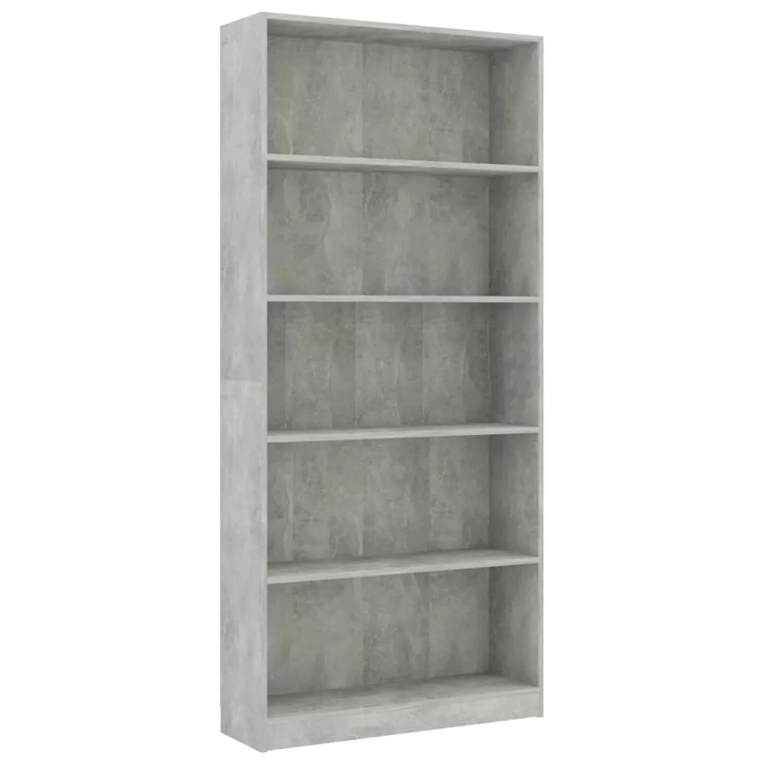 Bücherregal 5 Fächer Betongrau 80 X 24 X 175 Cm Spanplatte günstig online kaufen