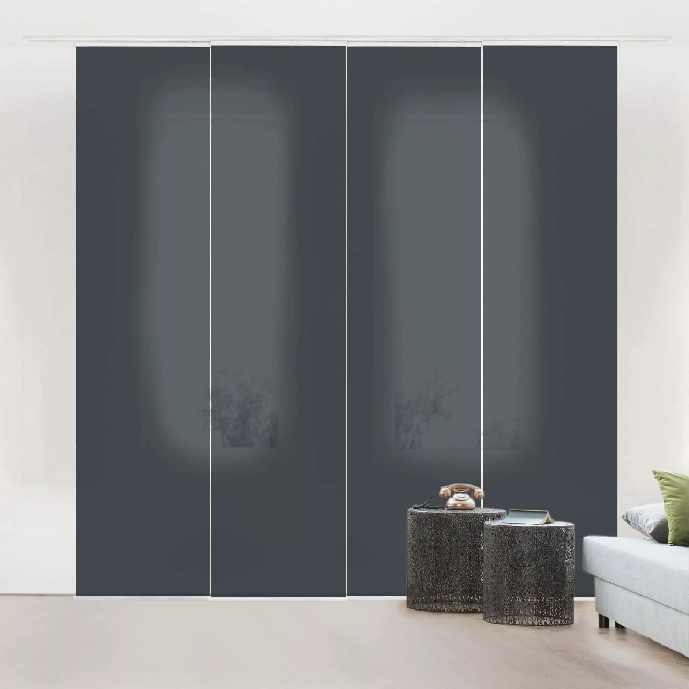 Bilderdepot24 Schiebegardine modern Flächenvorhang blickdicht Mondgrau, günstig online kaufen