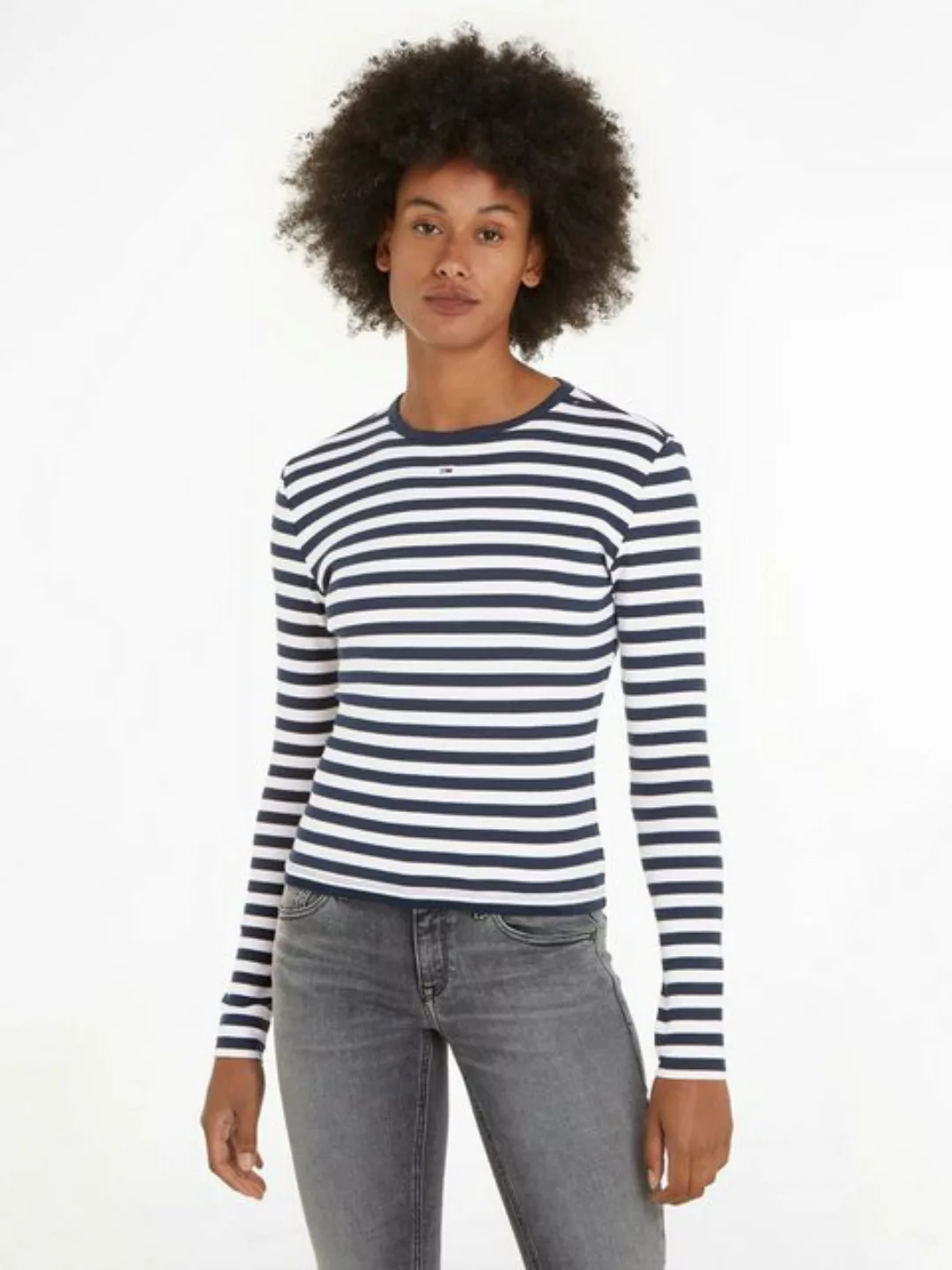 Tommy Jeans Langarmshirt TJW ESSENTIAL RIB STRIPE TOP LS mit Tommy Jeans Fl günstig online kaufen