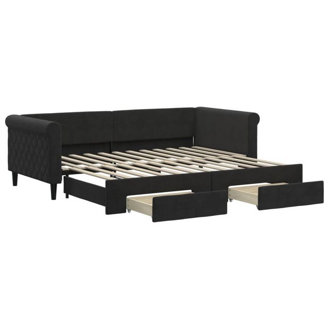 vidaXL Gästebett Tagesbett Ausziehbar mit Schubladen Schwarz 90x200 cm Samt günstig online kaufen