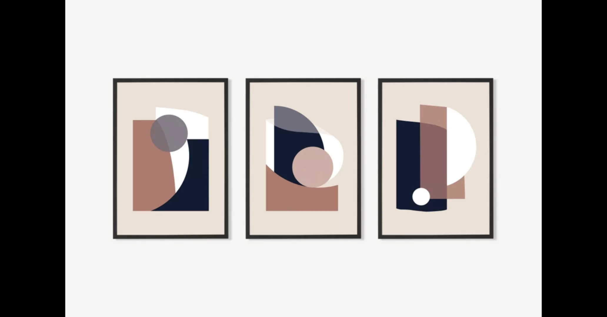 Anna Mainz 'Balanced Shapes' 3 x gerahmte Kunstdrucke (A3) – weitere Groess günstig online kaufen