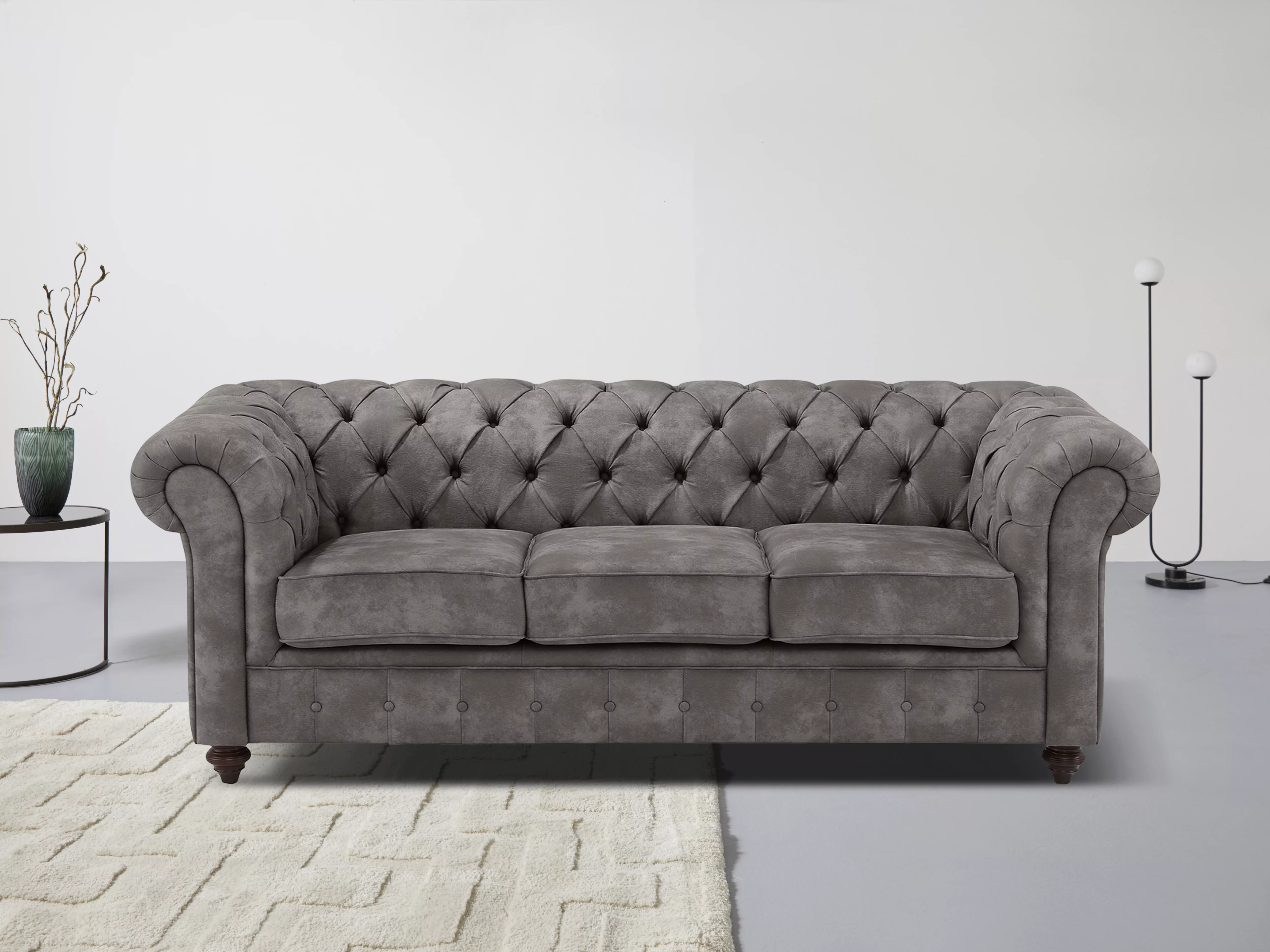 Home affaire Chesterfield-Sofa Chesterfield 3-Sitzer B/T/H: 198/89/74 cm, m günstig online kaufen