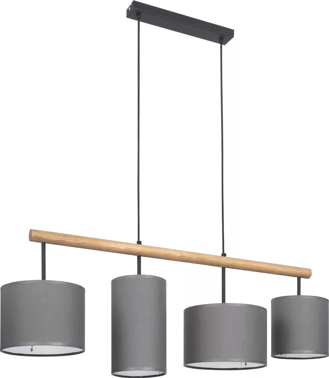 Pendelleuchte, 4-flammig, Stoffschirme grau - grau - 82 cm - 93 cm - Lampen günstig online kaufen