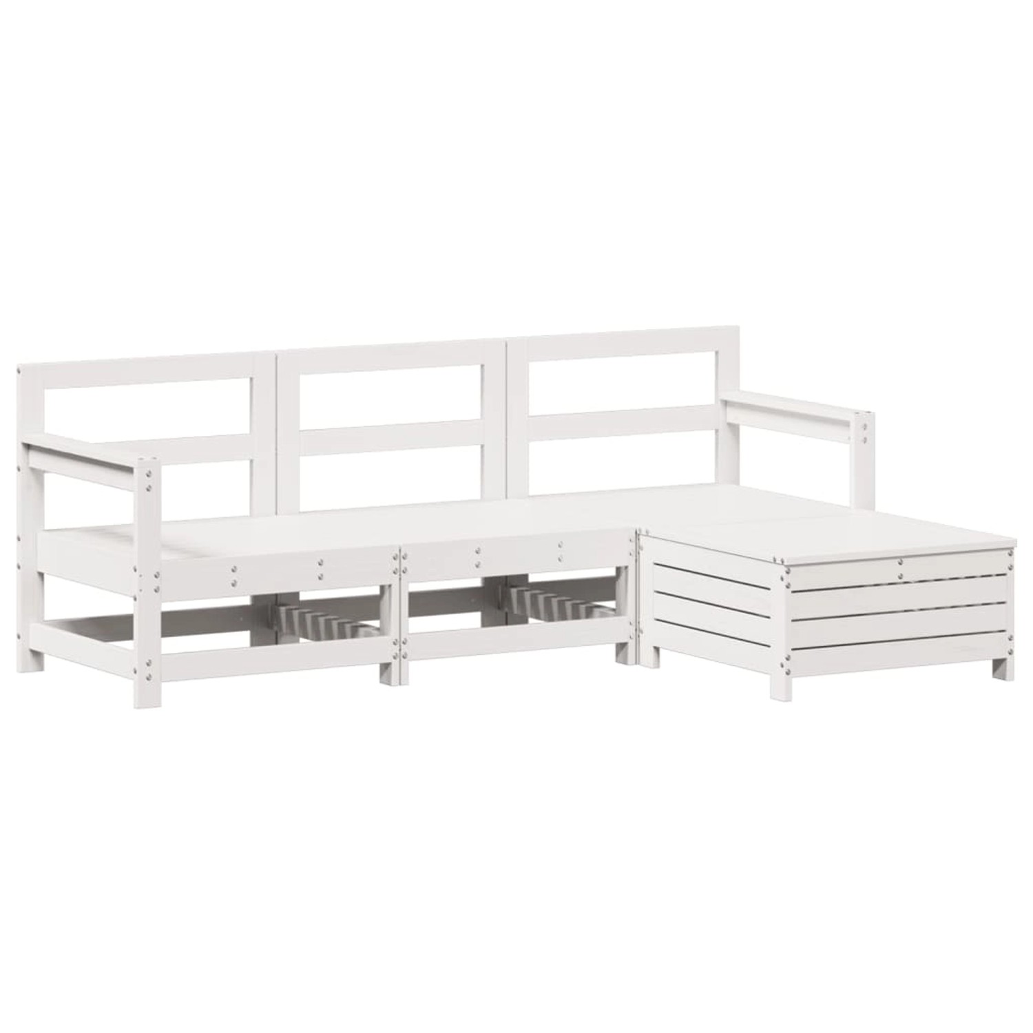 vidaXL 4-Tlg Garten-Sofagarnitur Weiß Massivholz Kiefer 3250793 günstig online kaufen