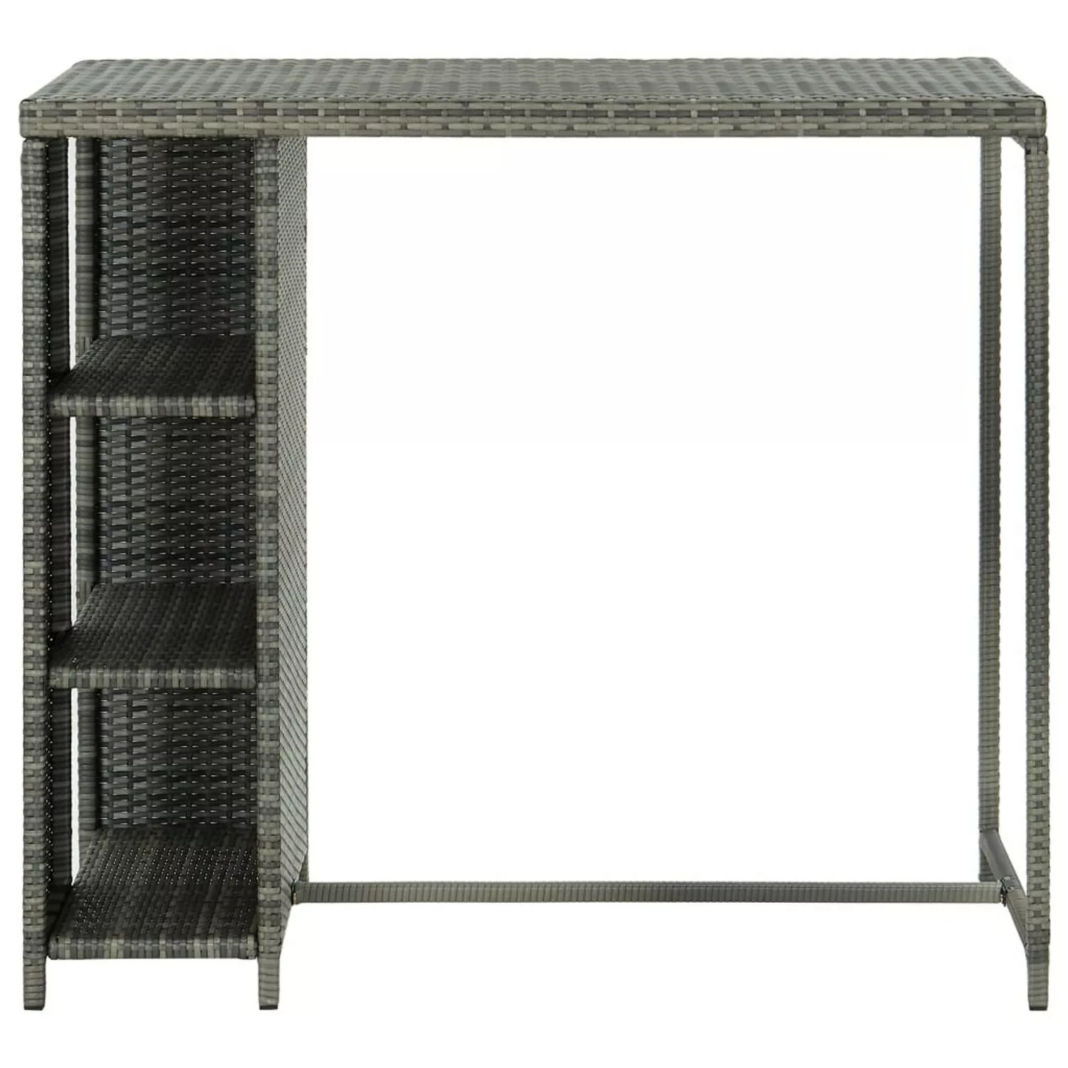 Bartisch Mit Regal Grau 120x60x110 Cm Poly Rattan günstig online kaufen