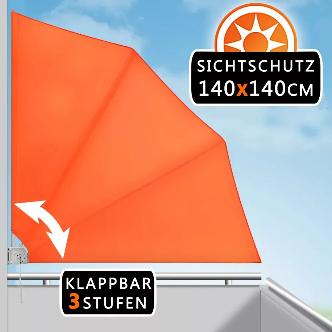Balkonfächer 2er-Set Orange 140x140cm klappbar günstig online kaufen