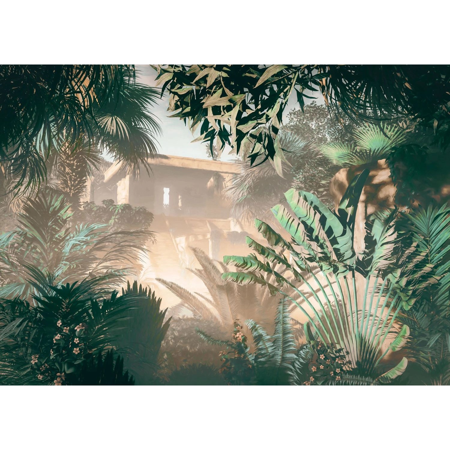 Komar Fototapete Manoa Beige und Grün 350 x 250 cm 611222 günstig online kaufen