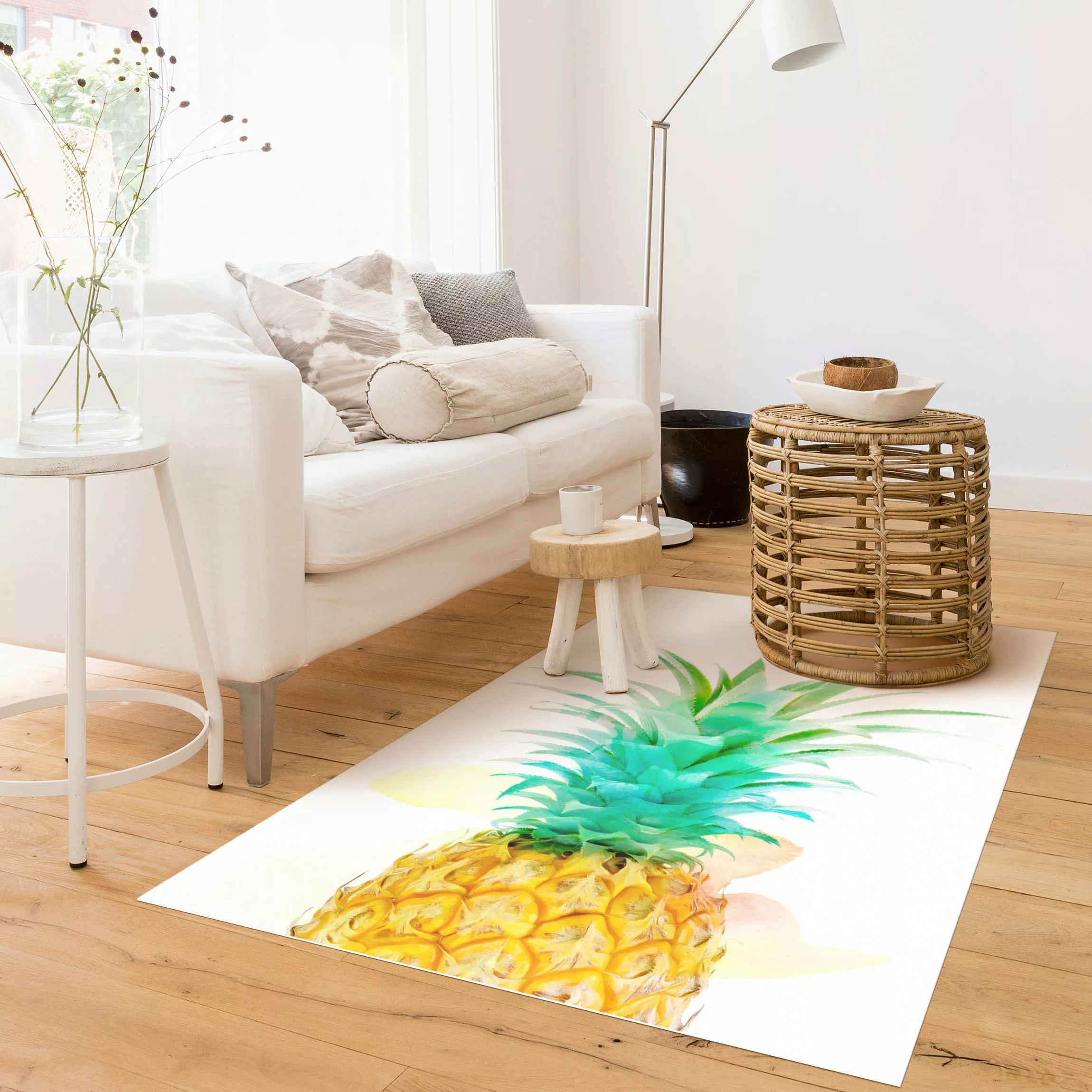 Vinyl-Teppich Ananas Aquarell günstig online kaufen