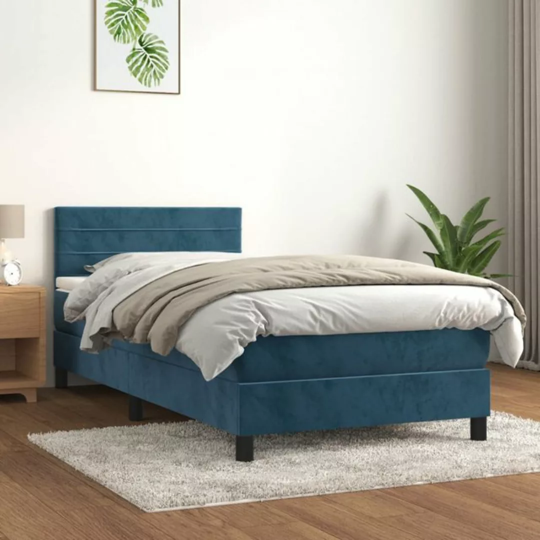 Vidaxl Boxspringbett Mit Matratze Dunkelblau 80x200 Cm Samt günstig online kaufen