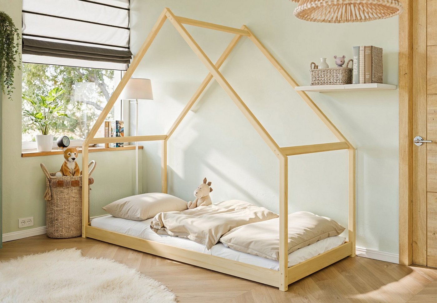 Kids Collective Hausbett Kinderbett 90x200 cm Bett mit Lattenrost Bodenbett günstig online kaufen
