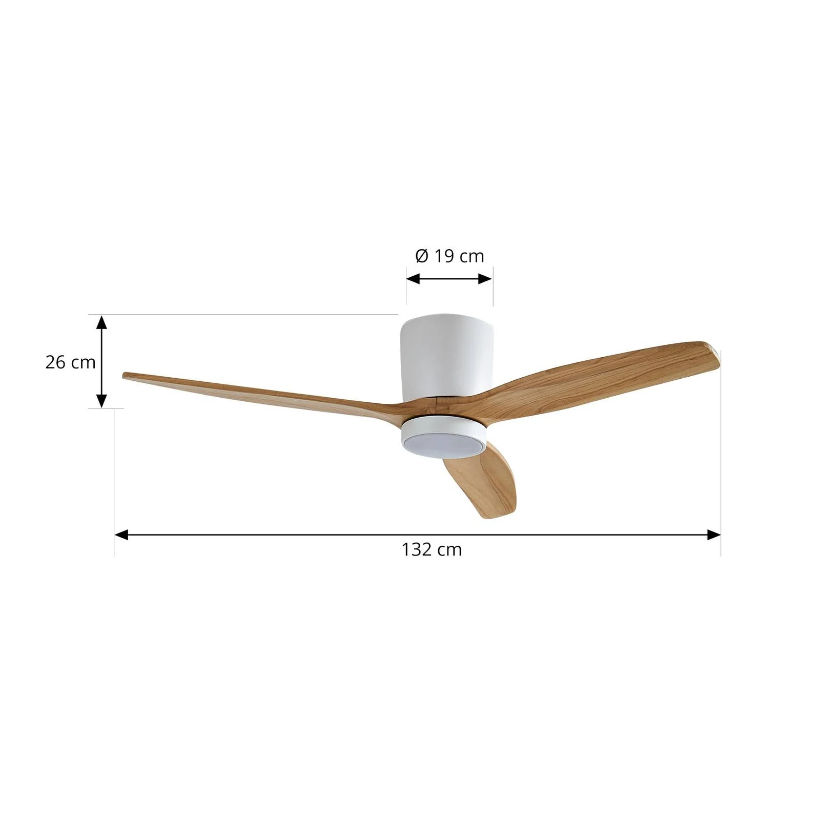 Lucande LED-Deckenventilator Faipari, Holz, DC, leise, 132cm günstig online kaufen