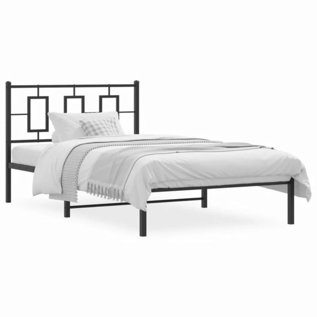 vidaXL Bettgestell, Bettrahmen mit Kopfteil Metall Schwarz 107x203 cm günstig online kaufen