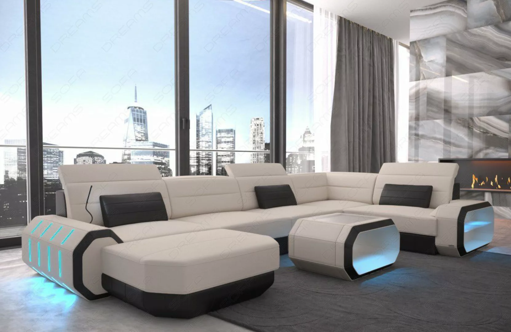 Sofa Dreams Wohnlandschaft Design Stoff Polster Sofa Roma U Form M Mikrofas günstig online kaufen