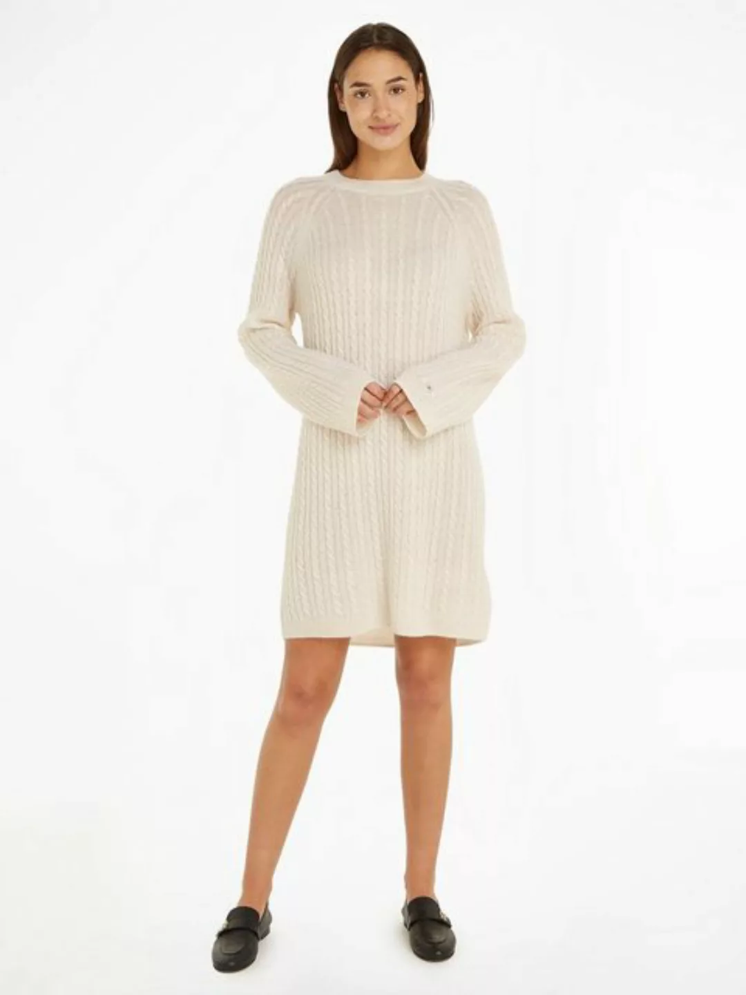 Tommy Hilfiger Strickkleid SOFT WOOL AO CABLE C-NK DRESS aus weichem Zopfst günstig online kaufen