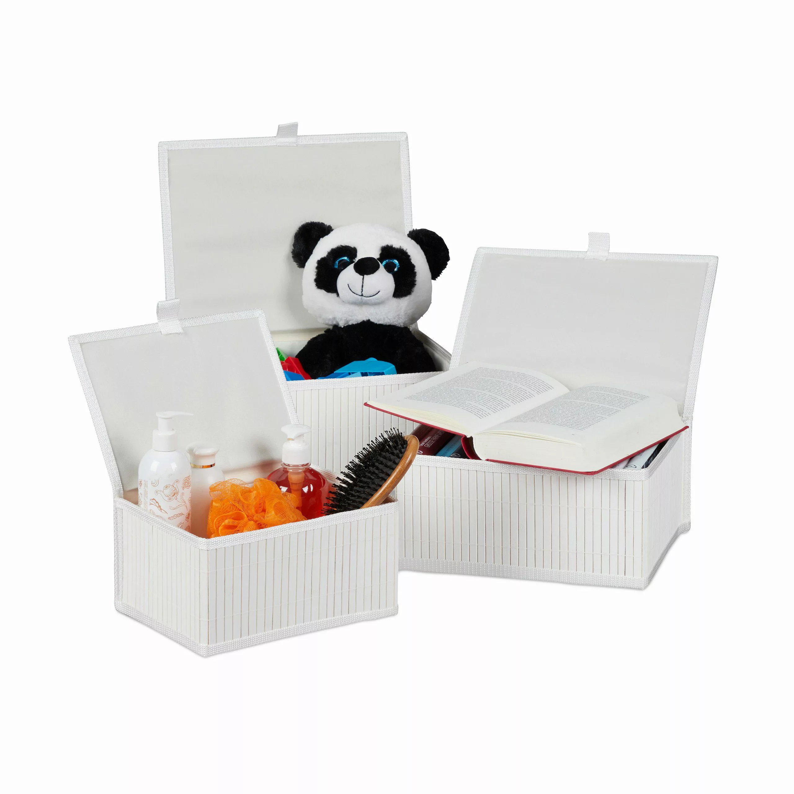 relaxdays Aufbewahrungskorb 3er Set, Weiß günstig online kaufen