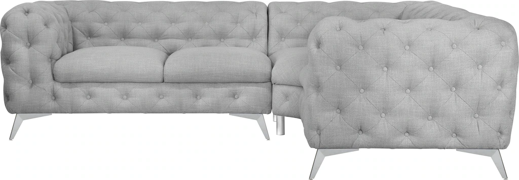 Leonique Chesterfield-Sofa "Ecksofa GLYNIS L-Form mit Wellenunterfederung, günstig online kaufen