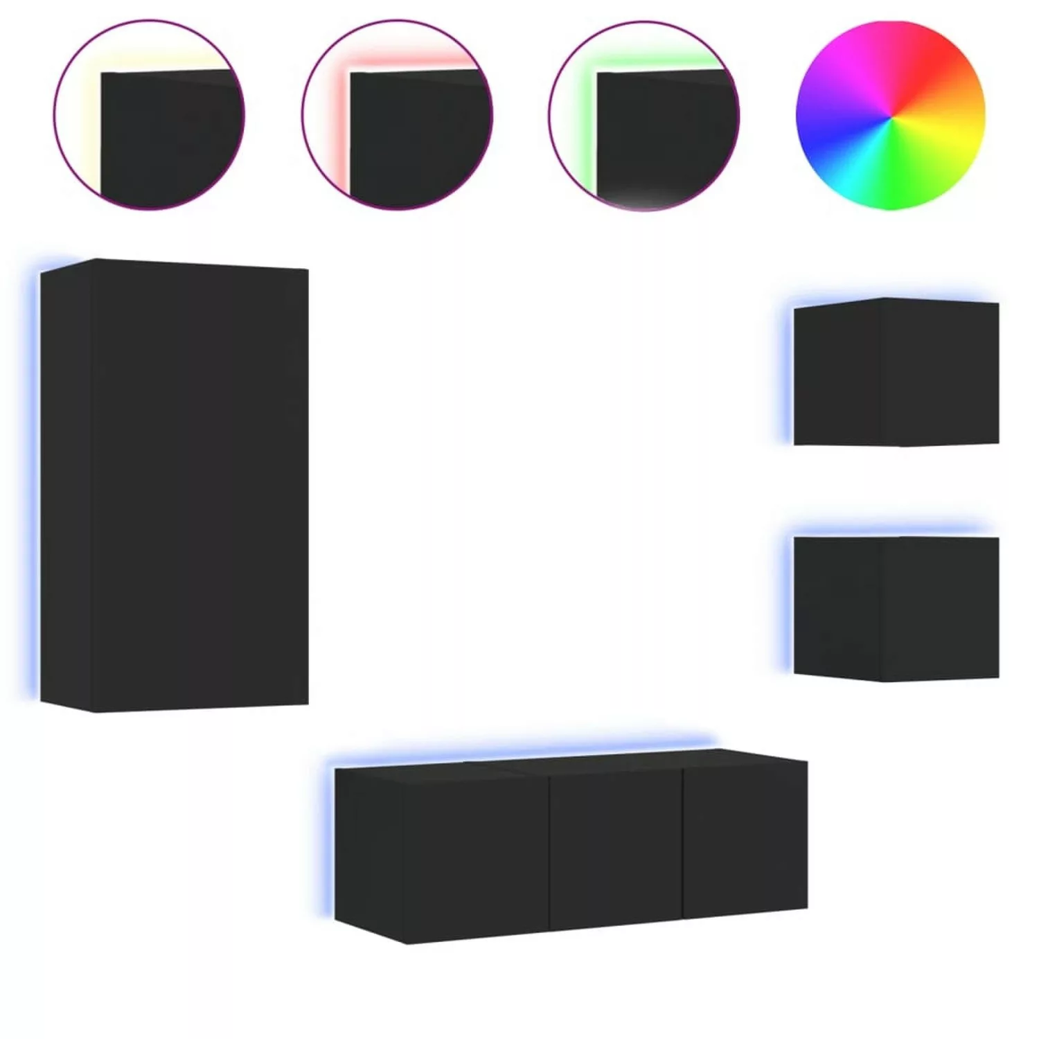 VidaXL 5-tlg. Wohnwand mit LED-Beleuchtung Schwarz Holzwerkstoff  Modell 10 günstig online kaufen