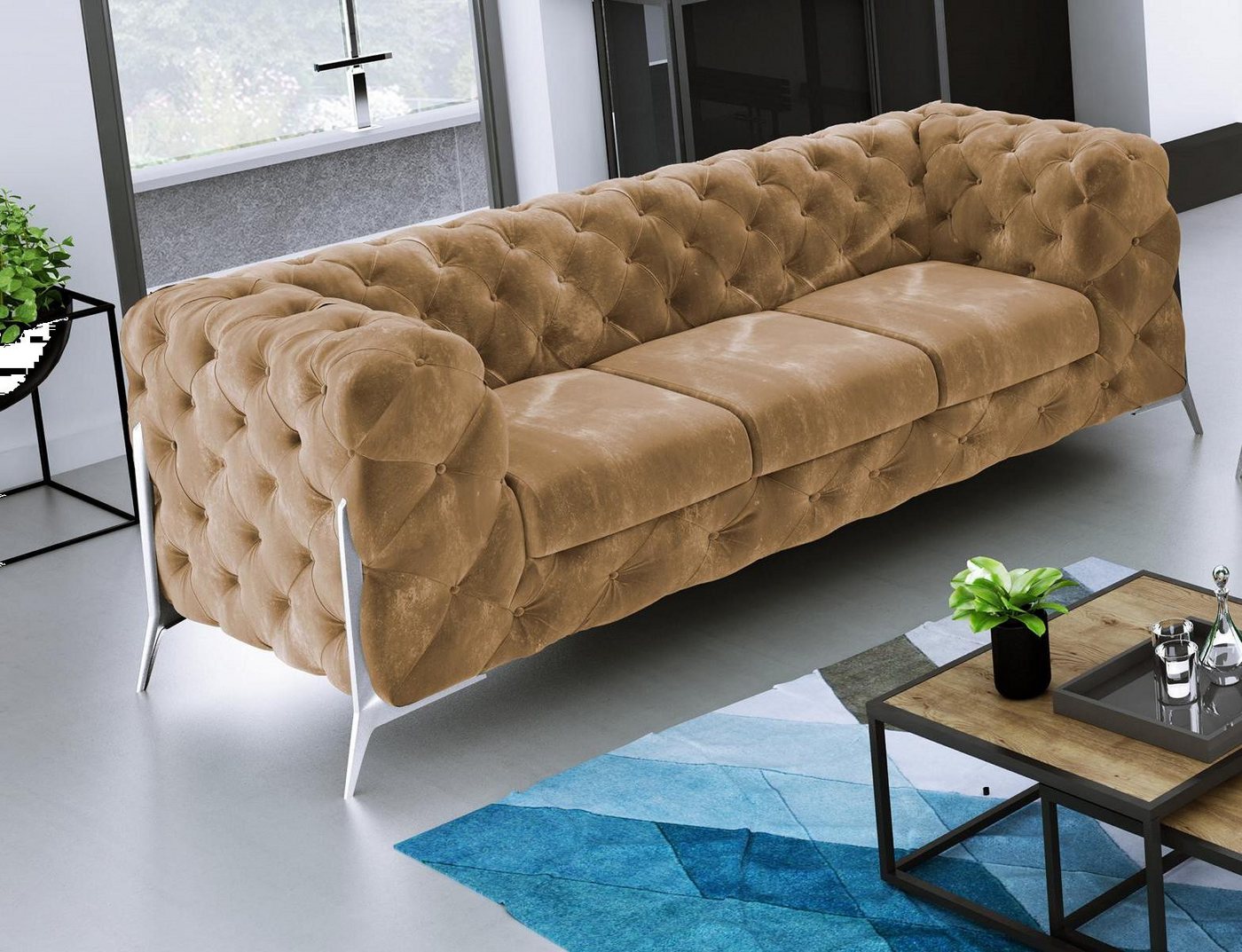 Xlmoebel Sofa Chesterfield Dreisitzer Komfortables Designer Wohnzimmer 3-Si günstig online kaufen