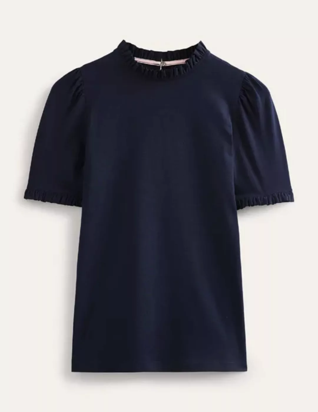 Superweiches T-Shirt mit Rüschendetail Damen Boden, Marineblau günstig online kaufen