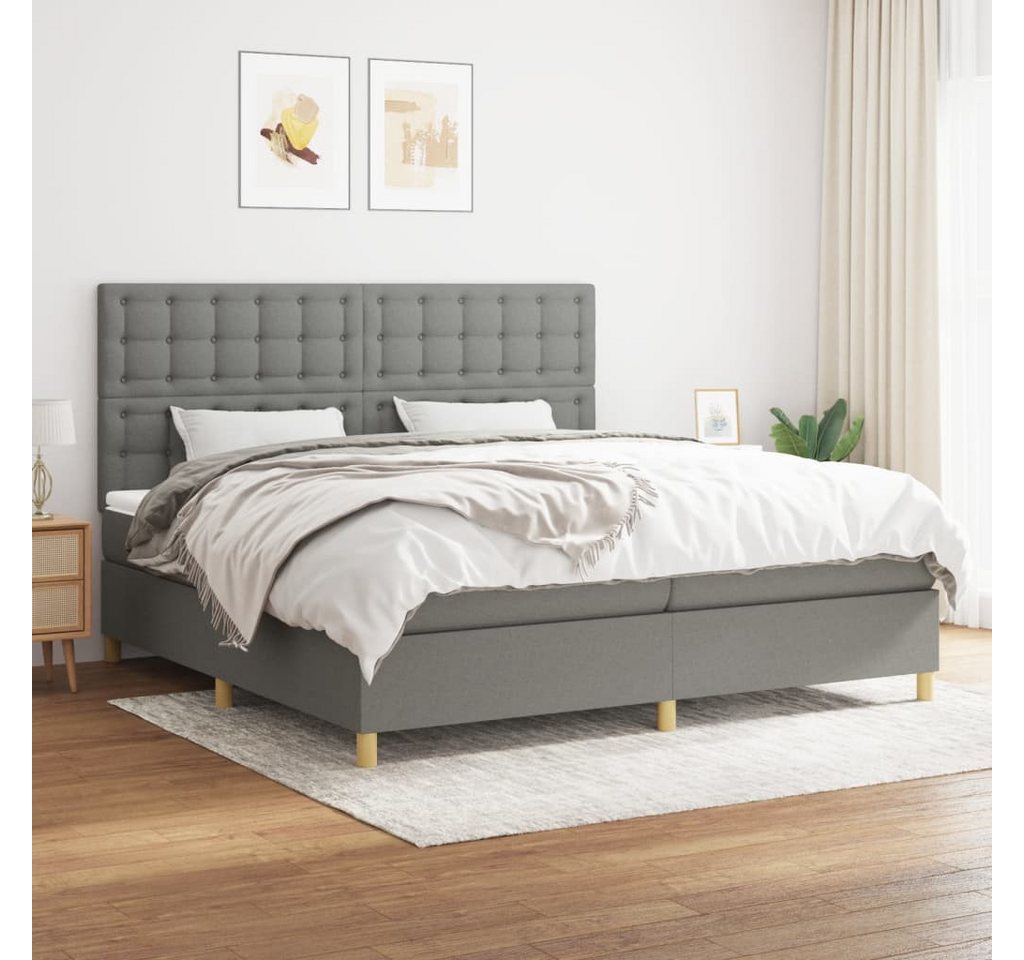 vidaXL Boxspringbett Boxspringbett mit Matratze Dunkelgrau 200x200 cm Stoff günstig online kaufen