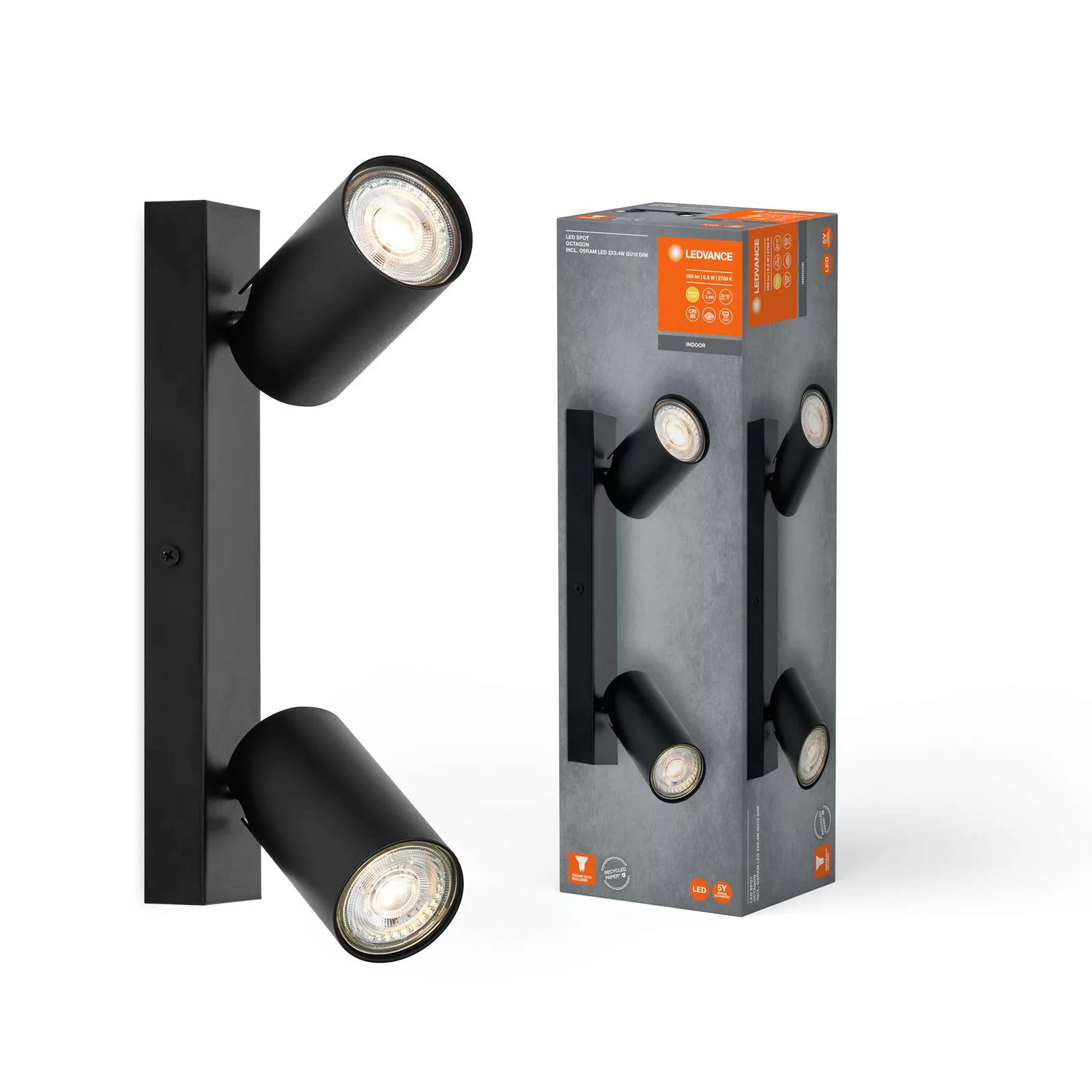 LEDVANCE LED-Strahler Octagon, dimmbar, zweiflammig, schwarz günstig online kaufen