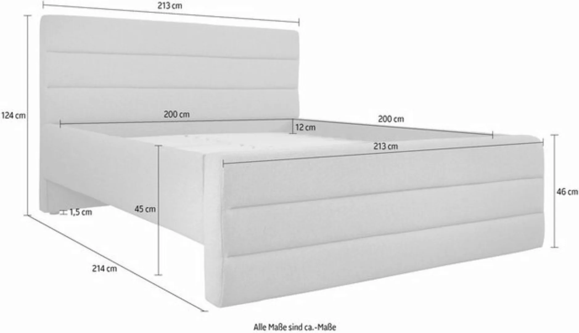 OTTO products Polsterbett "Merrit", Quernaht im Kopf- und Fußteil, in 5 Bre günstig online kaufen