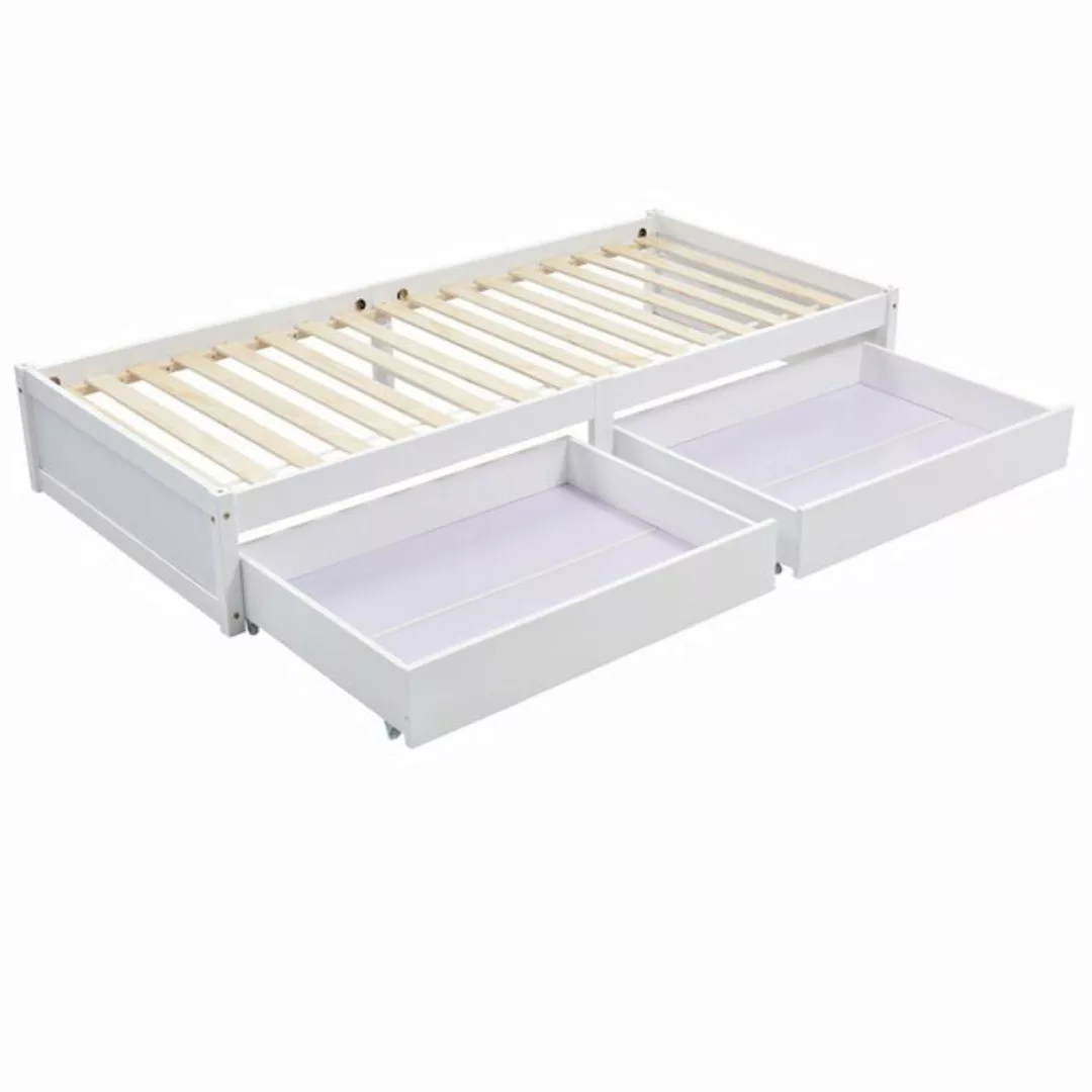 XDeer Massivholzbett Kinderbett Massivholzbett 90X200 mit 2 Schubladen, Lat günstig online kaufen