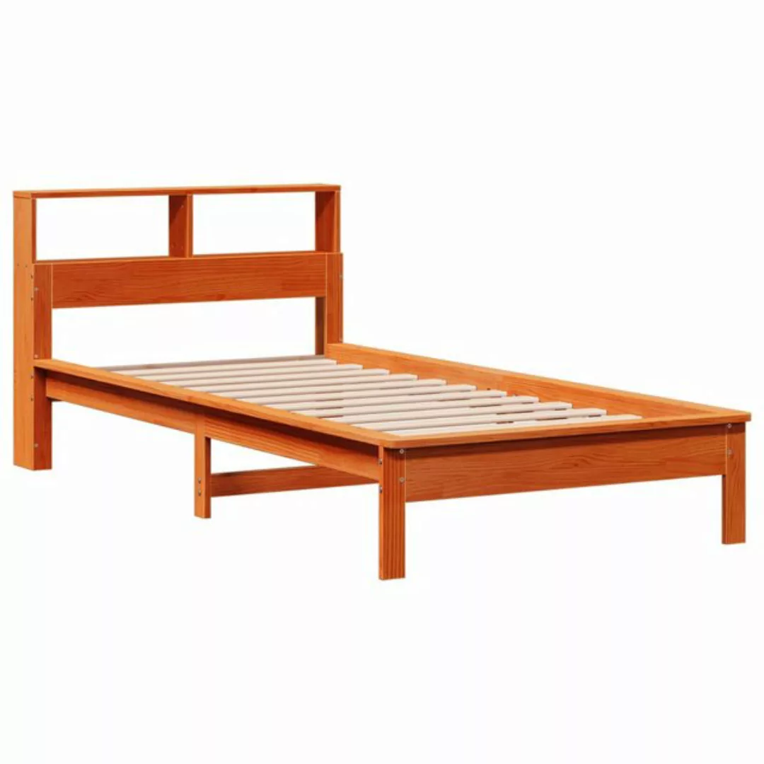 vidaXL Bett, Massivholzbett mit Regal ohne Matratze Wachsbraun 75x190 cm günstig online kaufen