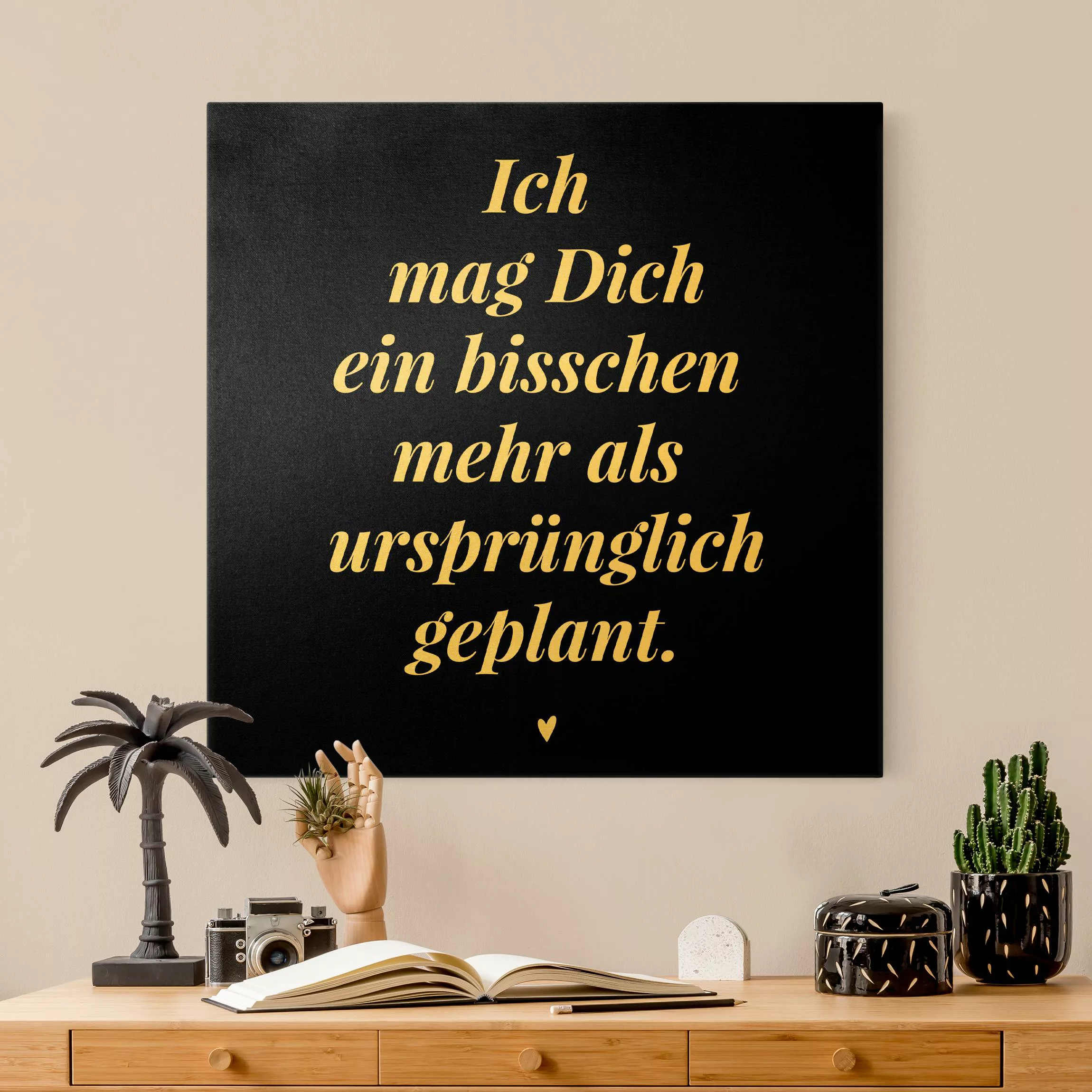 Leinwandbild Gold Ich mag Dich ein bisschen mehr Schwarz günstig online kaufen