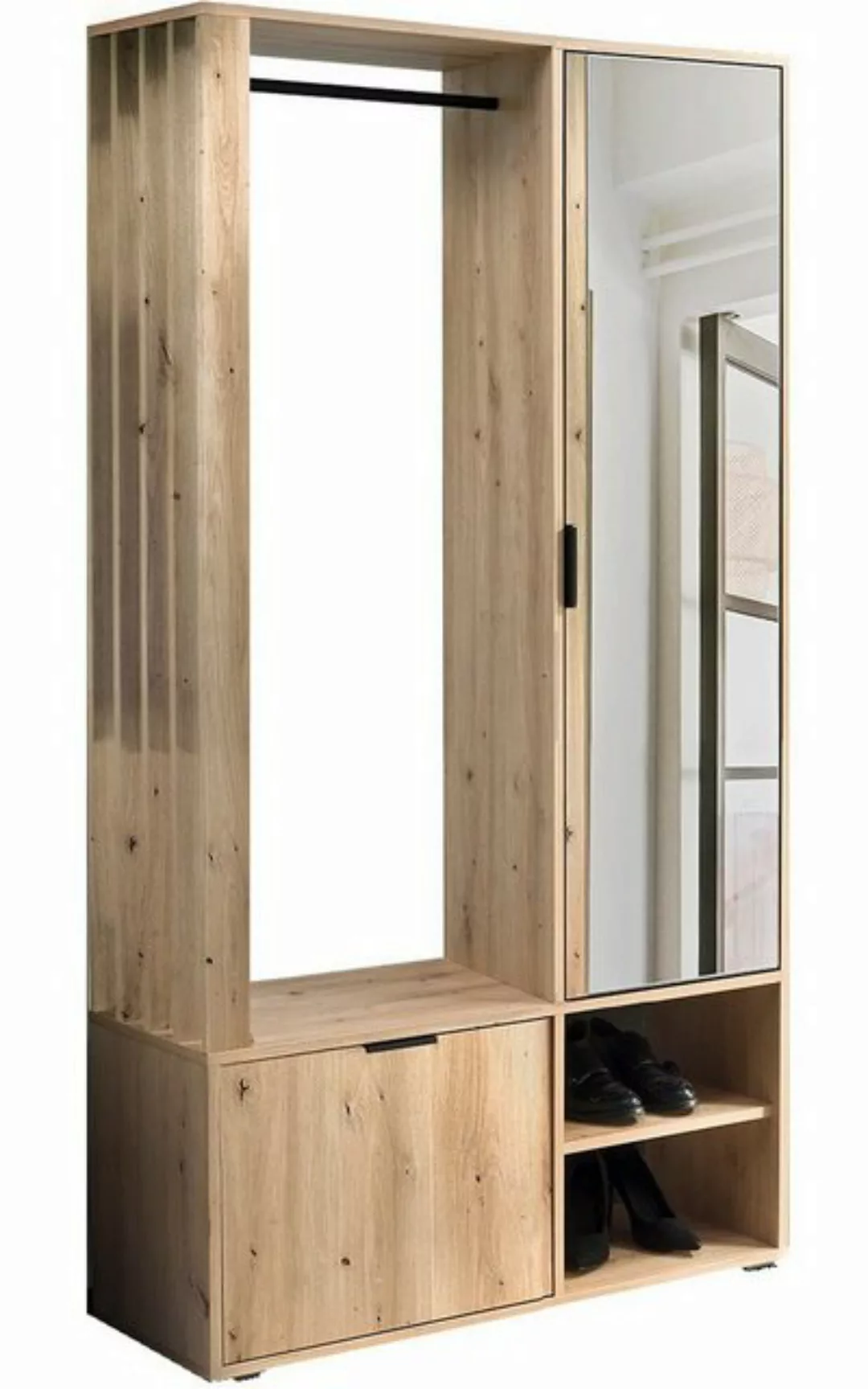 Marmex Möbel Garderobenschrank MILO ARTISAN mit Spiegel und Kleiderstange f günstig online kaufen