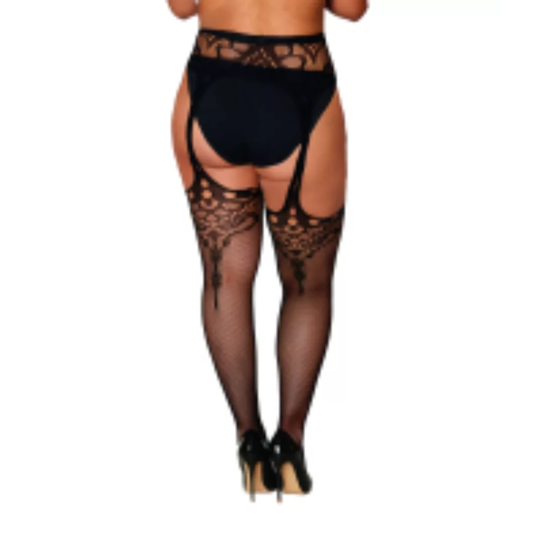 Novelty Garter Hose Diamond - Plus Size - Black günstig online kaufen