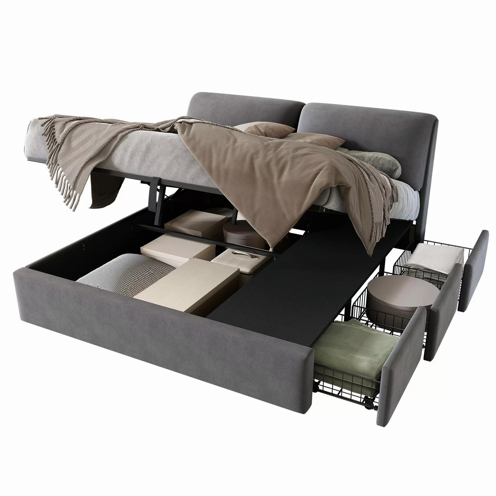 OKWISH Polsterbett Hydraulisches Bett (160*200cm, ohne günstig online kaufen
