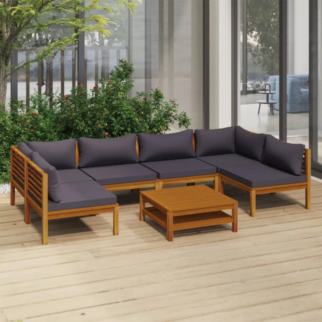 7-tlg. Garten-lounge-set Mit Auflage Massivholz Akazie günstig online kaufen