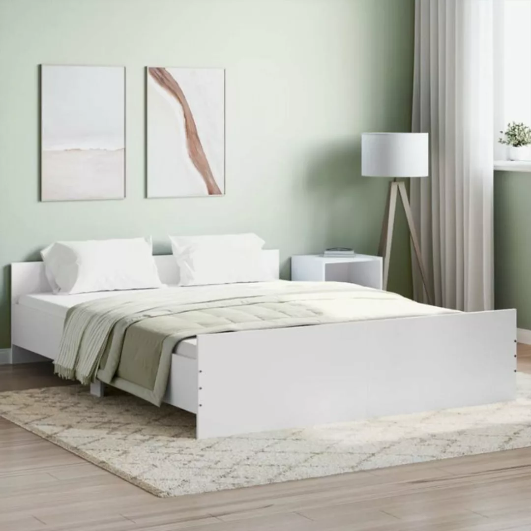 vidaXL Bettgestell Bettrahmen mit Kopf- und Fußteil Weiß 160x200 cm Bett Be günstig online kaufen