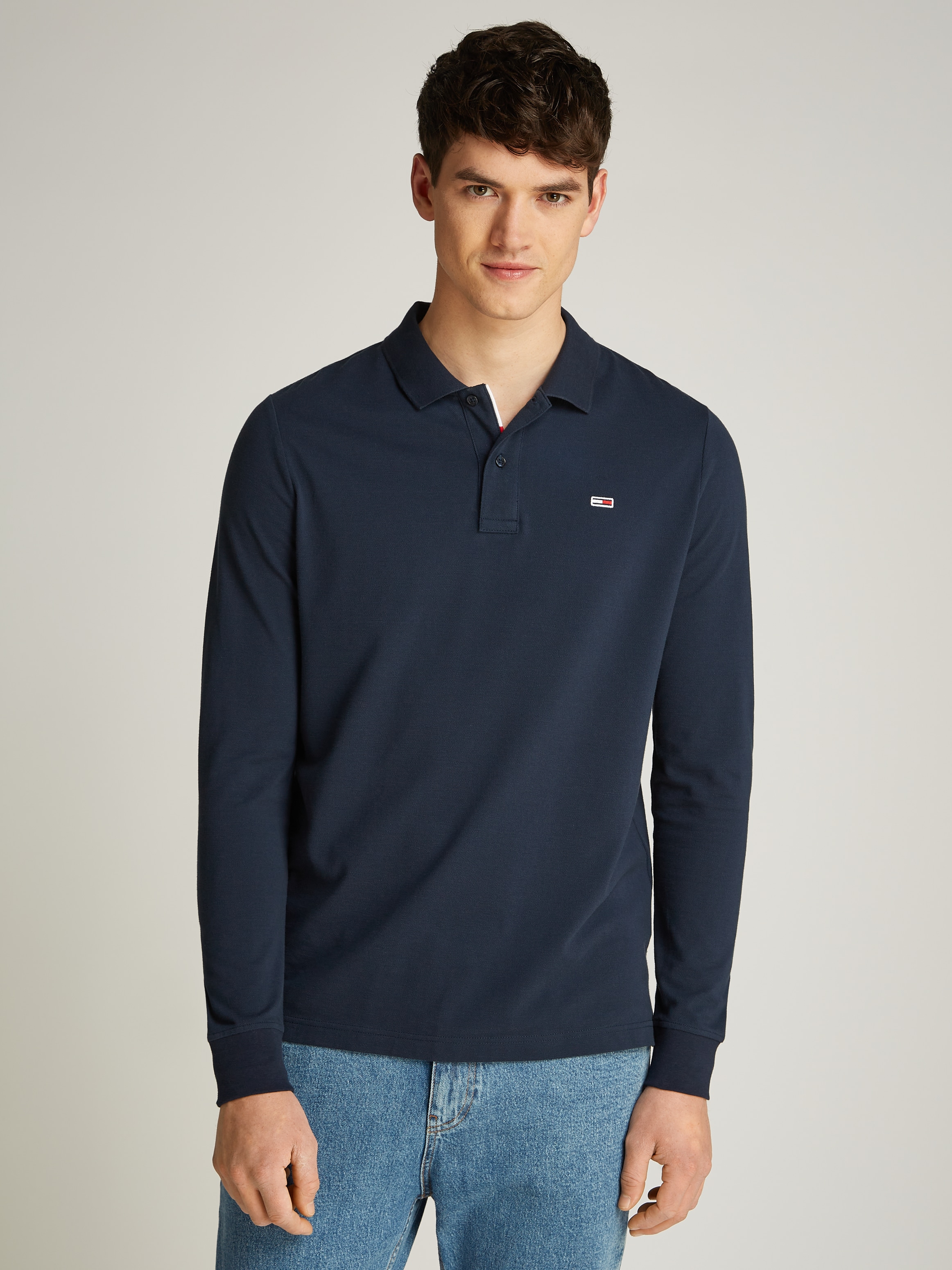 Tommy Jeans Poloshirt "TJM SLIM PLACKET POLO LS EXT", mit Logostickerei günstig online kaufen