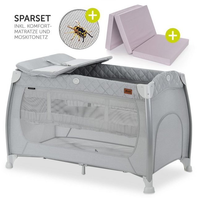 Hauck Baby-Reisebett Play'n Relax Center - Quilted Grey, 7-tlg., mit Matrat günstig online kaufen