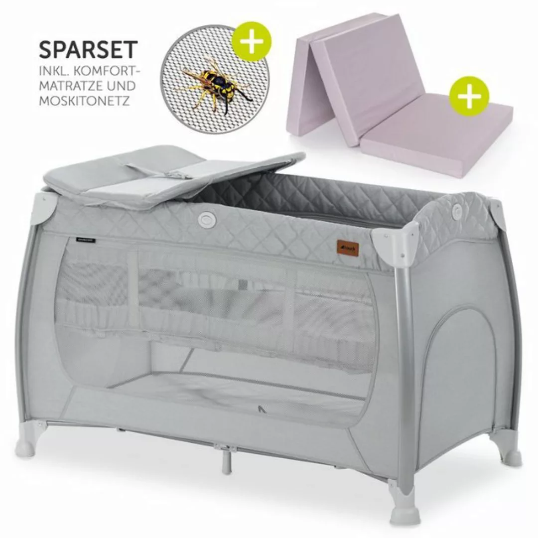 Hauck Baby-Reisebett Play'n Relax Center - Quilted Grey, 7-tlg., mit Matrat günstig online kaufen