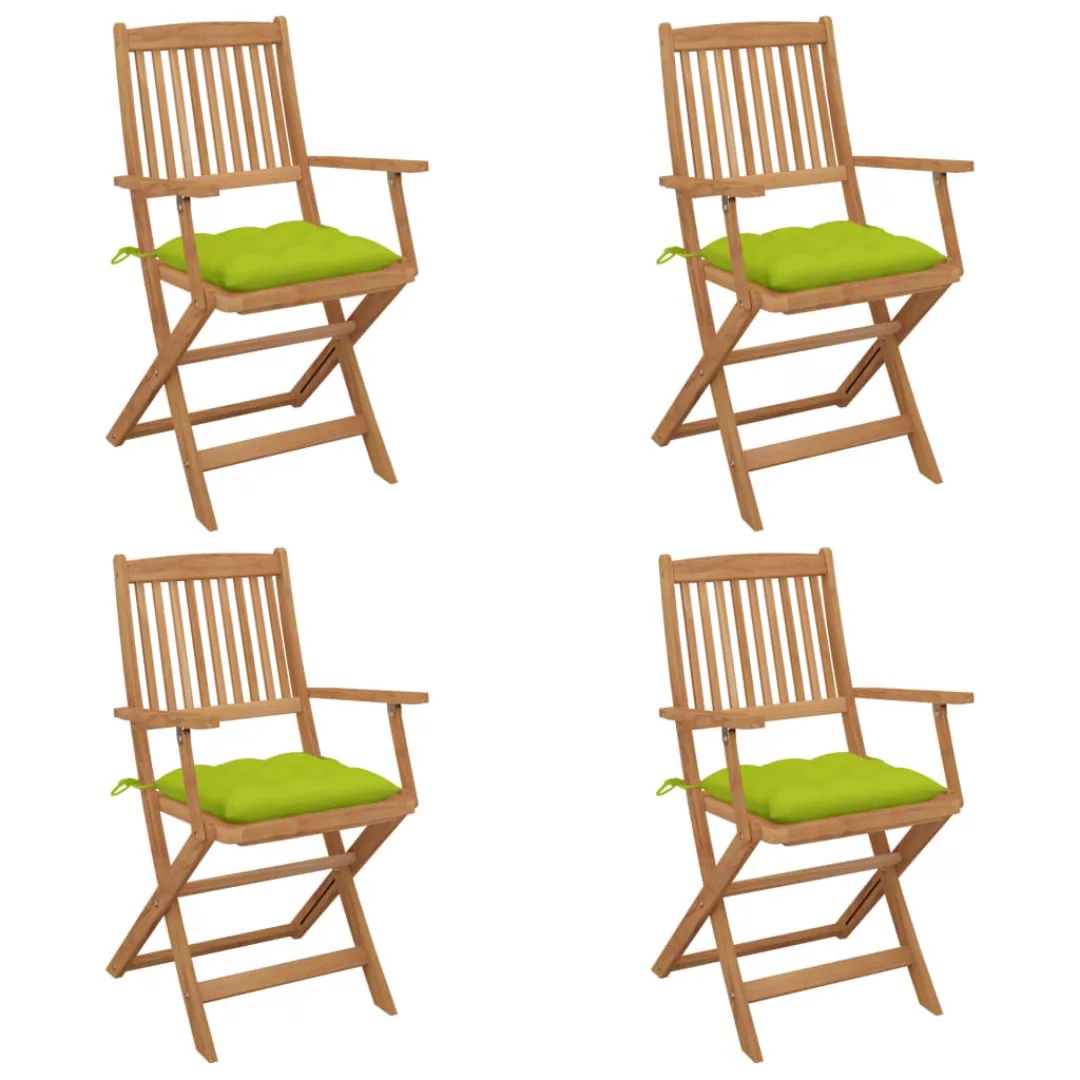 Klappbare Gartenstühle 4 Stk. Mit Kissen Massivholz Akazie günstig online kaufen