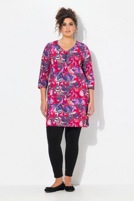 Ulla Popken Longshirt Longshirt Batikmuster Zipper A-Linie 3/4-Arm günstig online kaufen