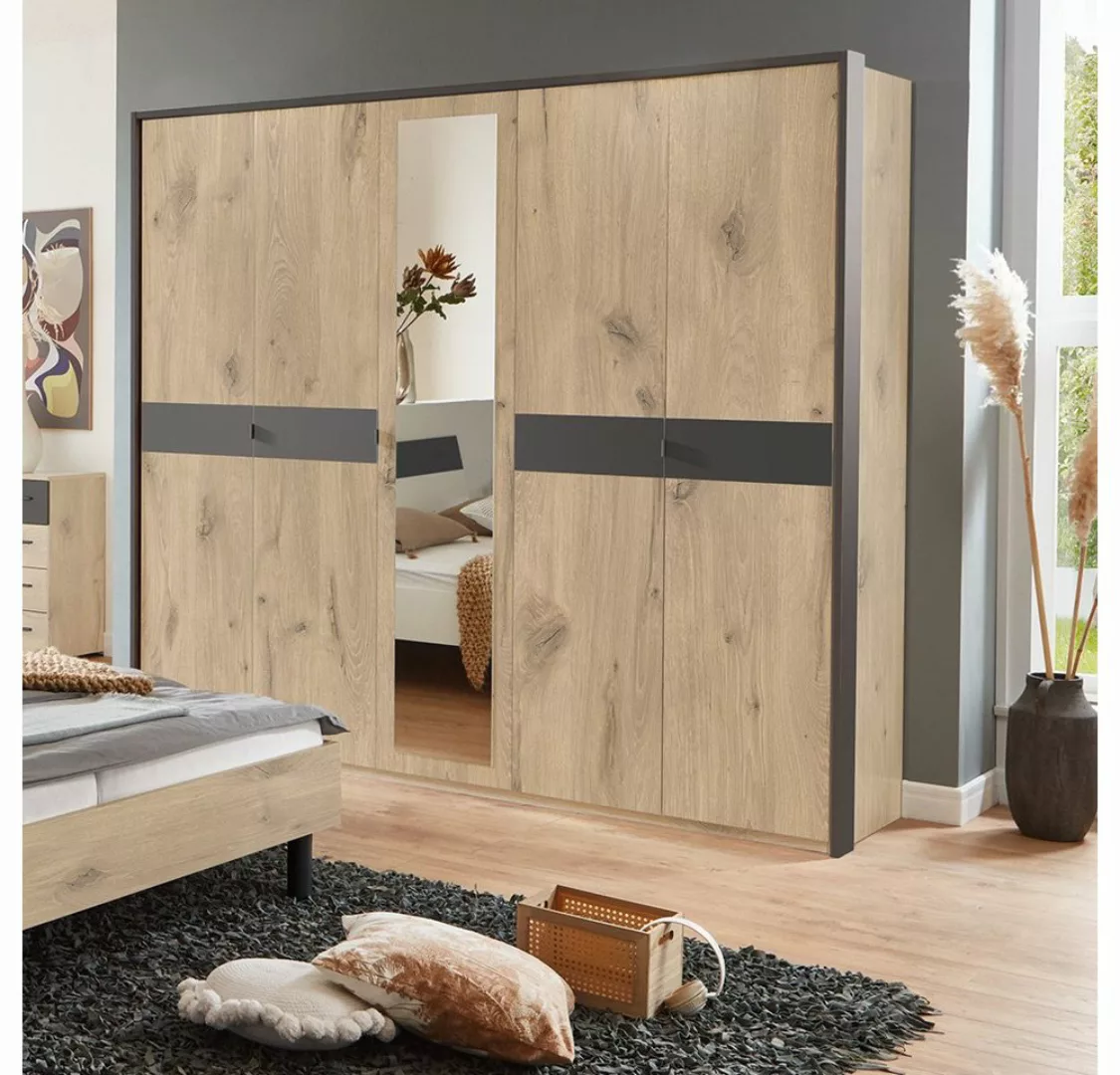 Lomadox Kleiderschrank BRADFORD-43 228 cm mit Passepartoutrahmen in Eiche m günstig online kaufen