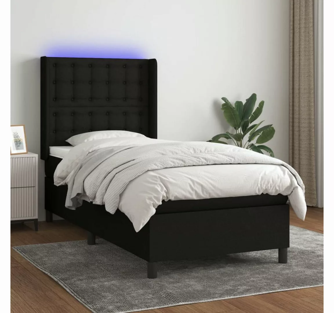 vidaXL Boxspringbett Boxspringbett mit Matratze und LED Stoff (90 x 190 cm, günstig online kaufen