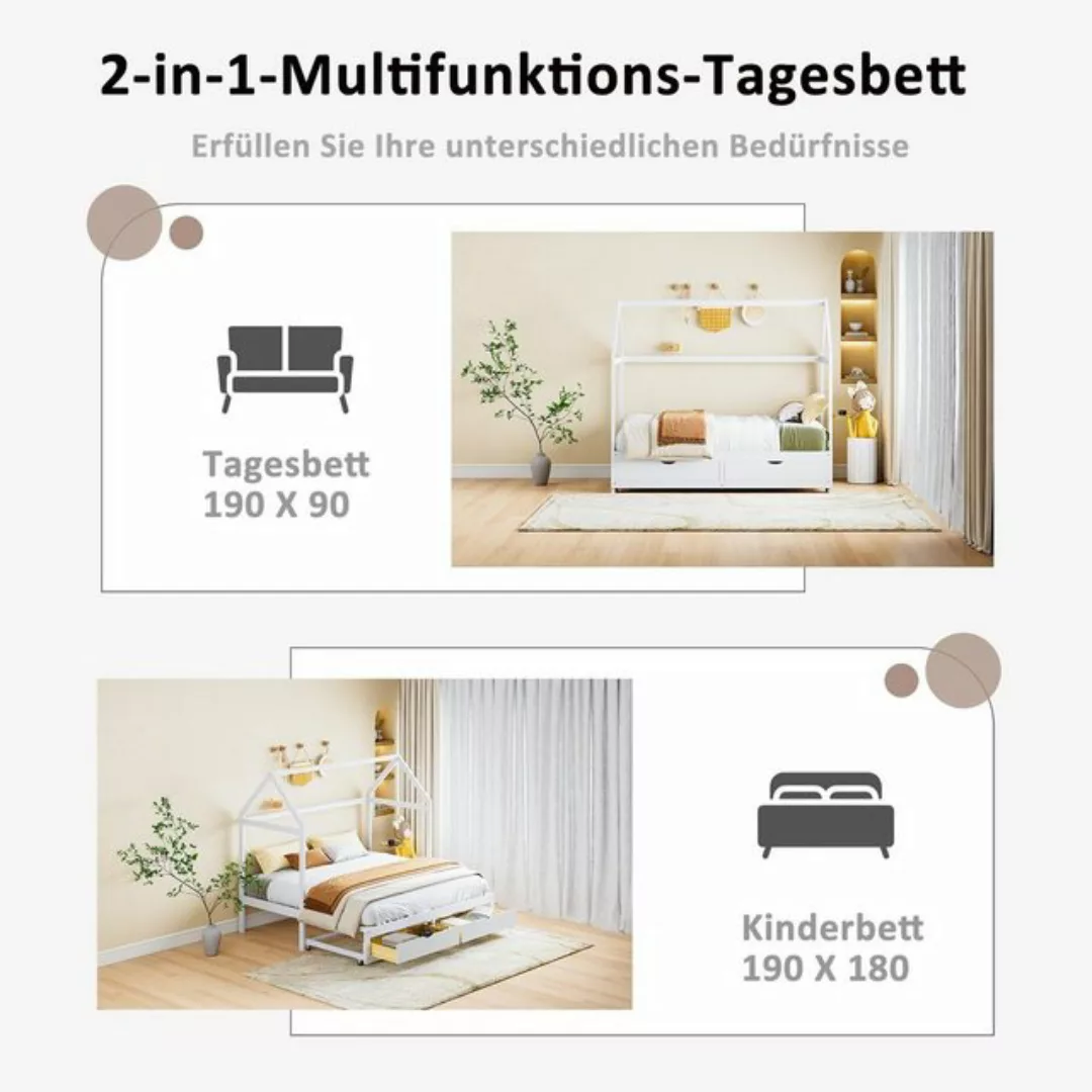OKWISH Kinderbett Ausziehbares Schlafsofa, 90/180 x 190 cm (mit Schubladen günstig online kaufen