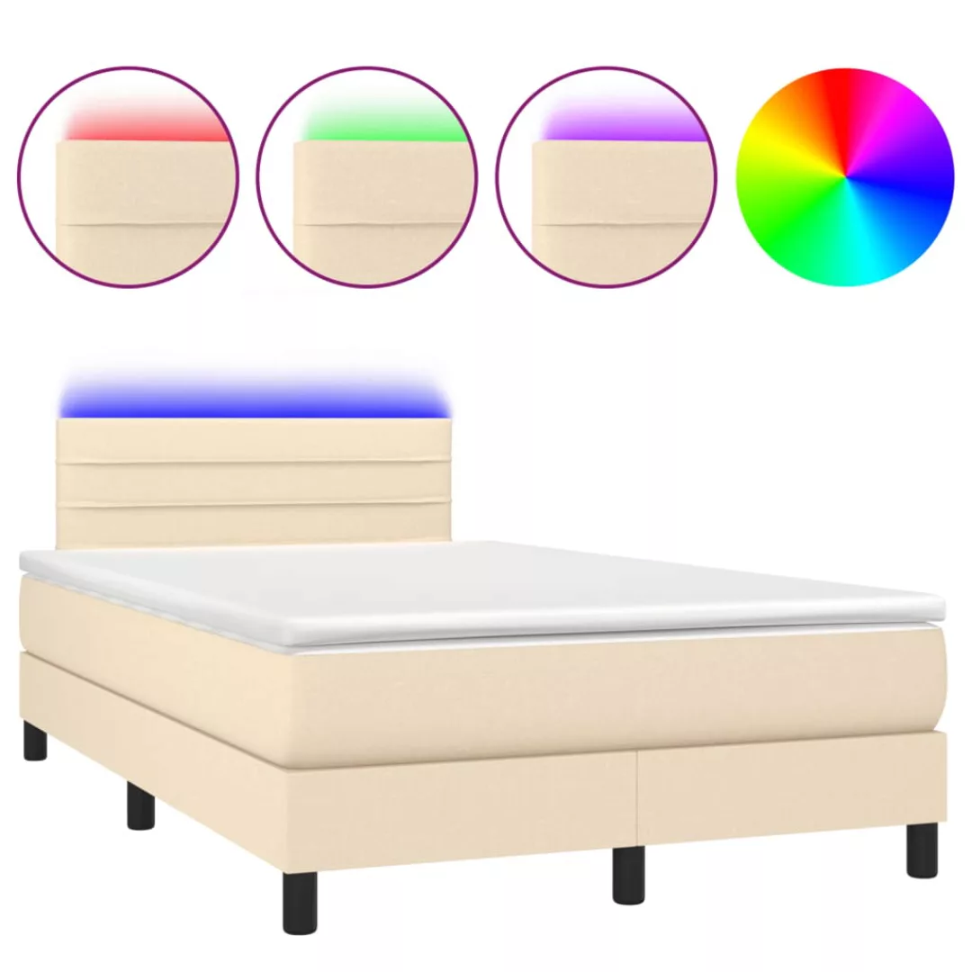 Vidaxl Boxspringbett Mit Matratze & Led Creme 120x200 Cm Stoff günstig online kaufen