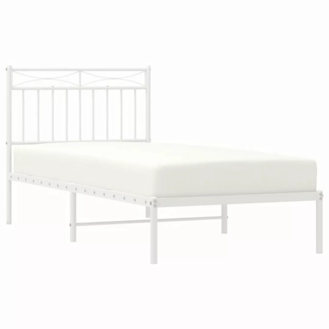 vidaXL Bett Bettgestell mit Kopfteil Metall Weiß 90x200 cm günstig online kaufen