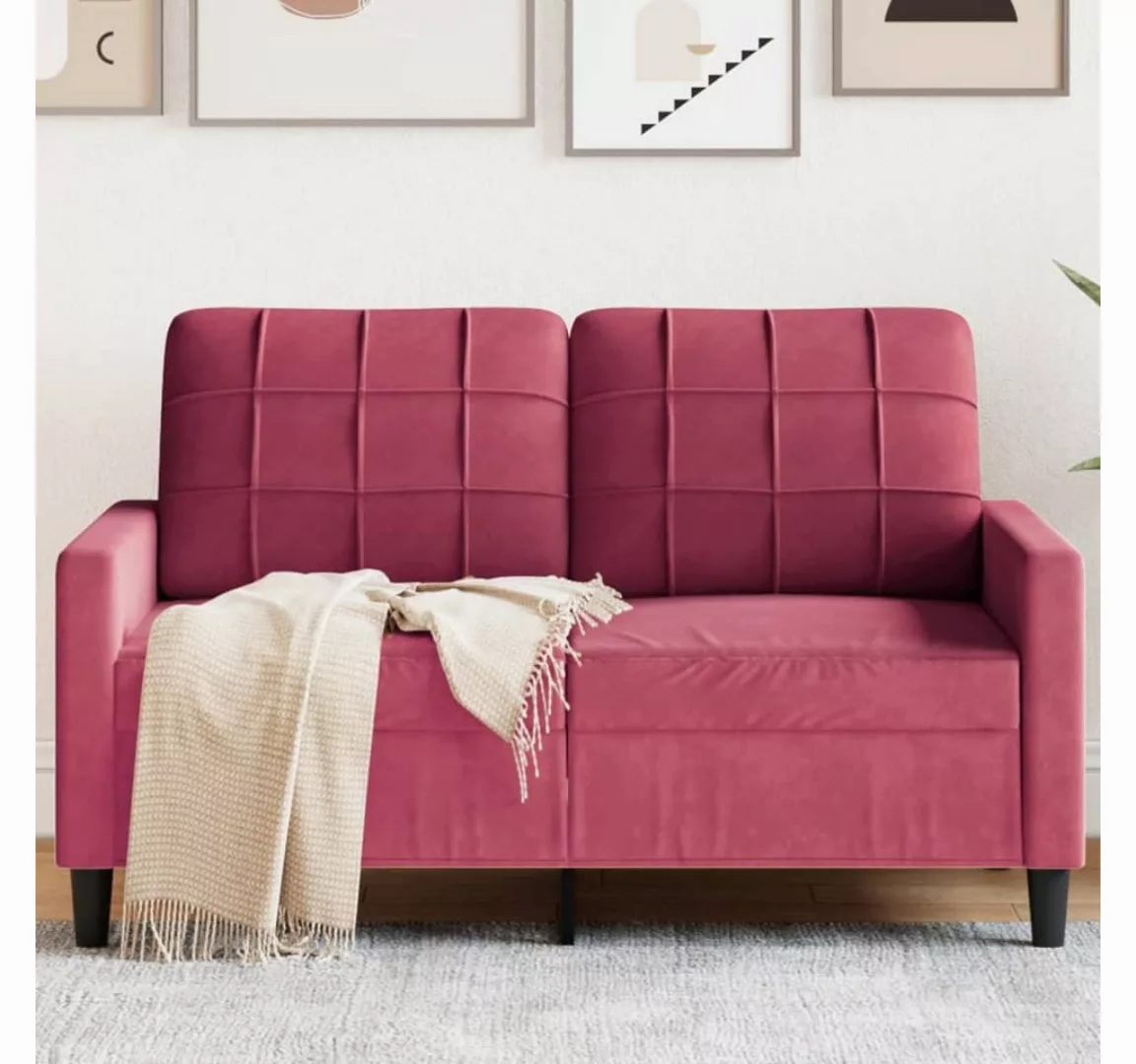 vidaXL Sofa Sofa/ 2-Sitzer/ 3-Sitzer Samt, 120 cm, Rot günstig online kaufen