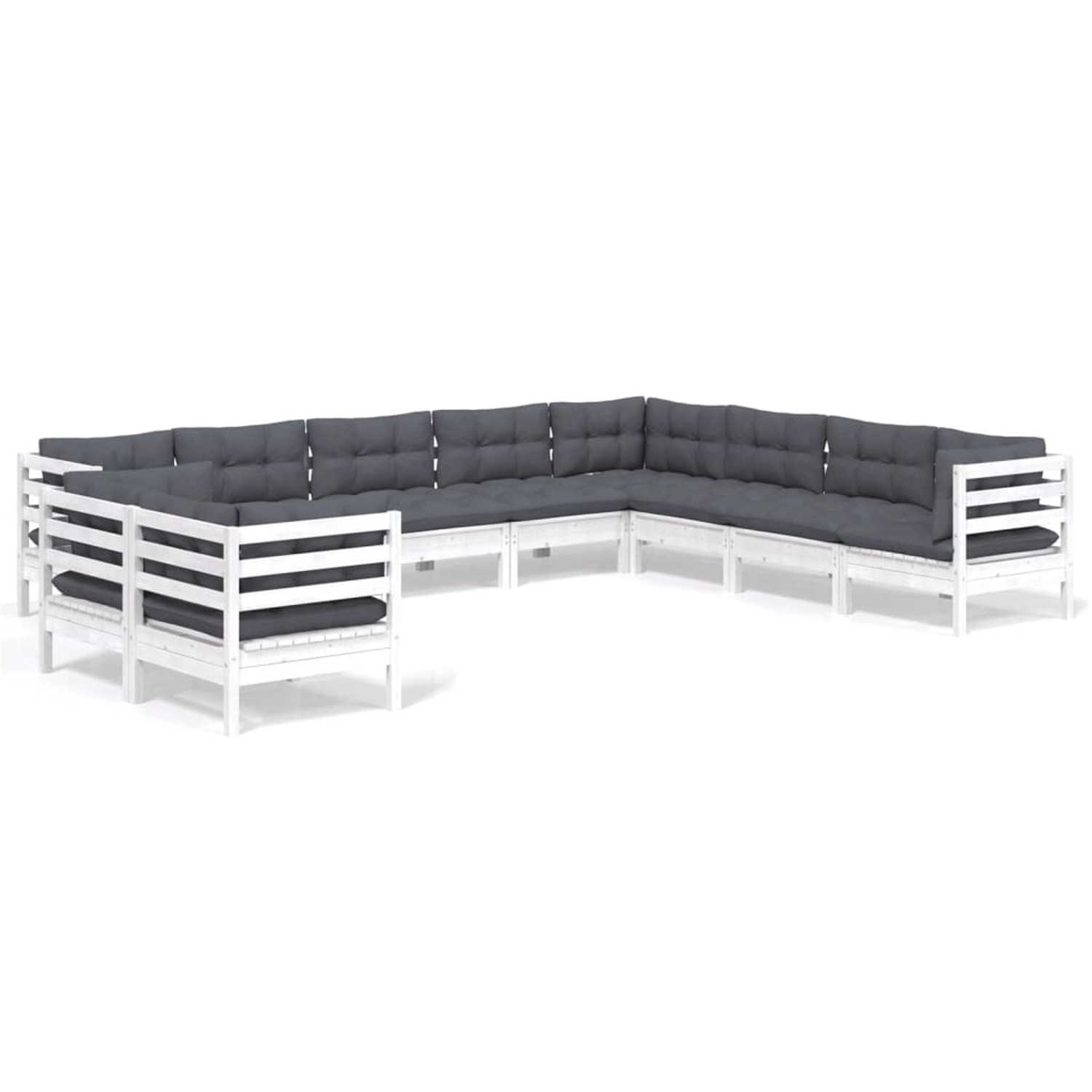vidaXL 10-Tlg Garten-Lounge-Set mit Kissen Weiß Massivholz Kiefer 3096912 günstig online kaufen