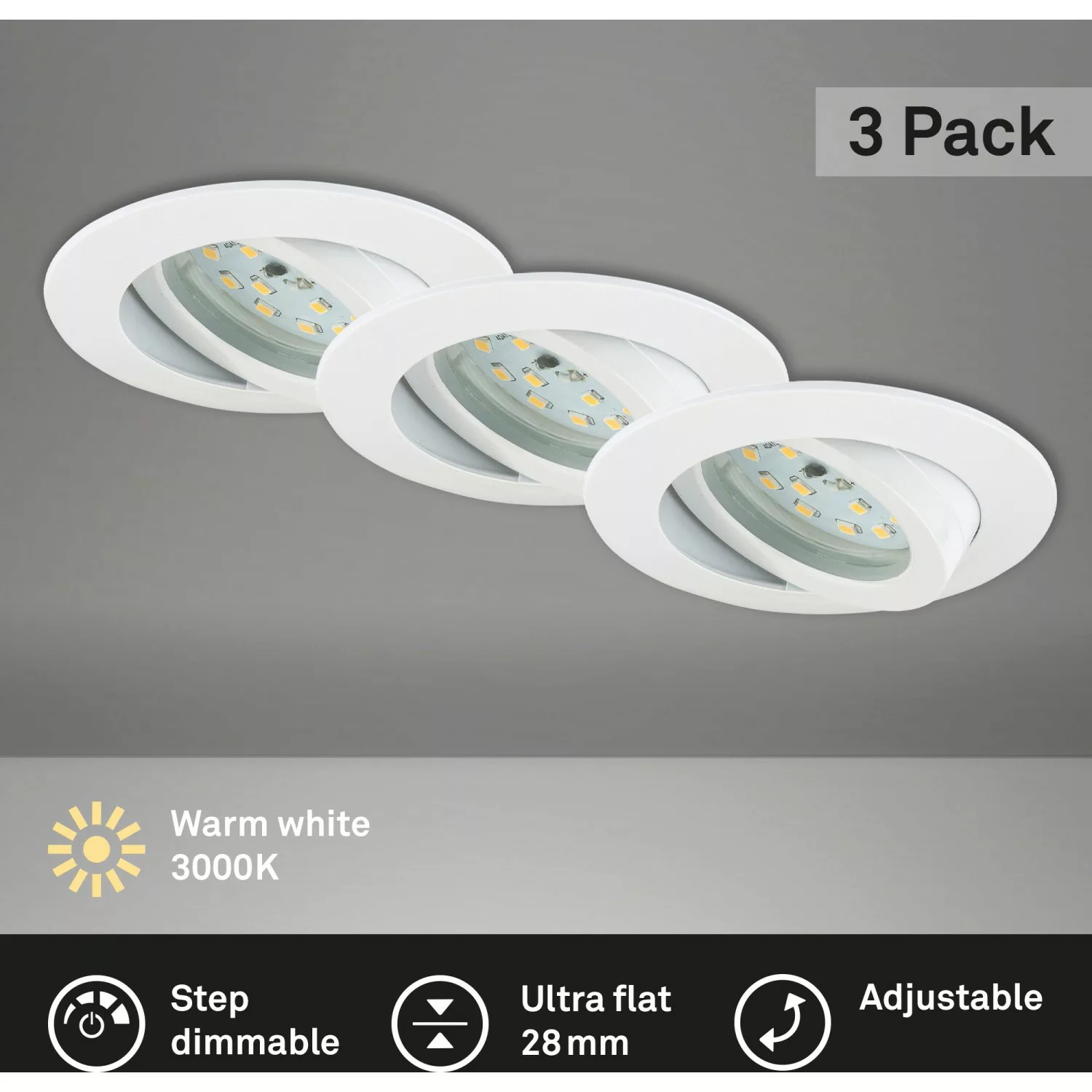 Briloner LED-Einbaustrahler Attach Dim 3er Weiß Ø 8,2 cm günstig online kaufen