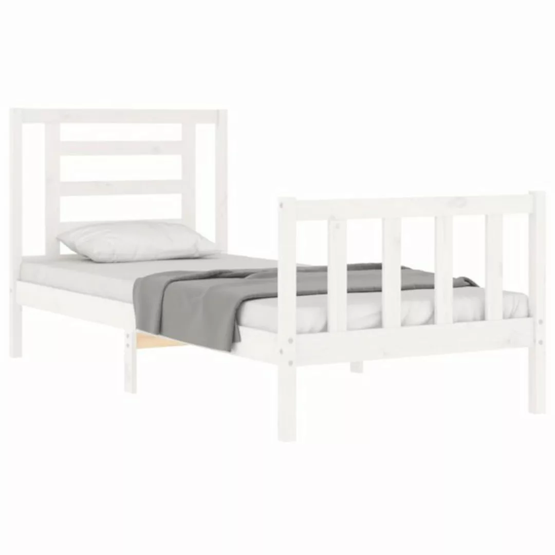 vidaXL Bett Massivholzbett mit Kopfteil Weiß günstig online kaufen